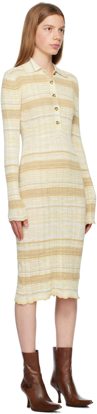 Acne Studios Striped Button Dress In Nude