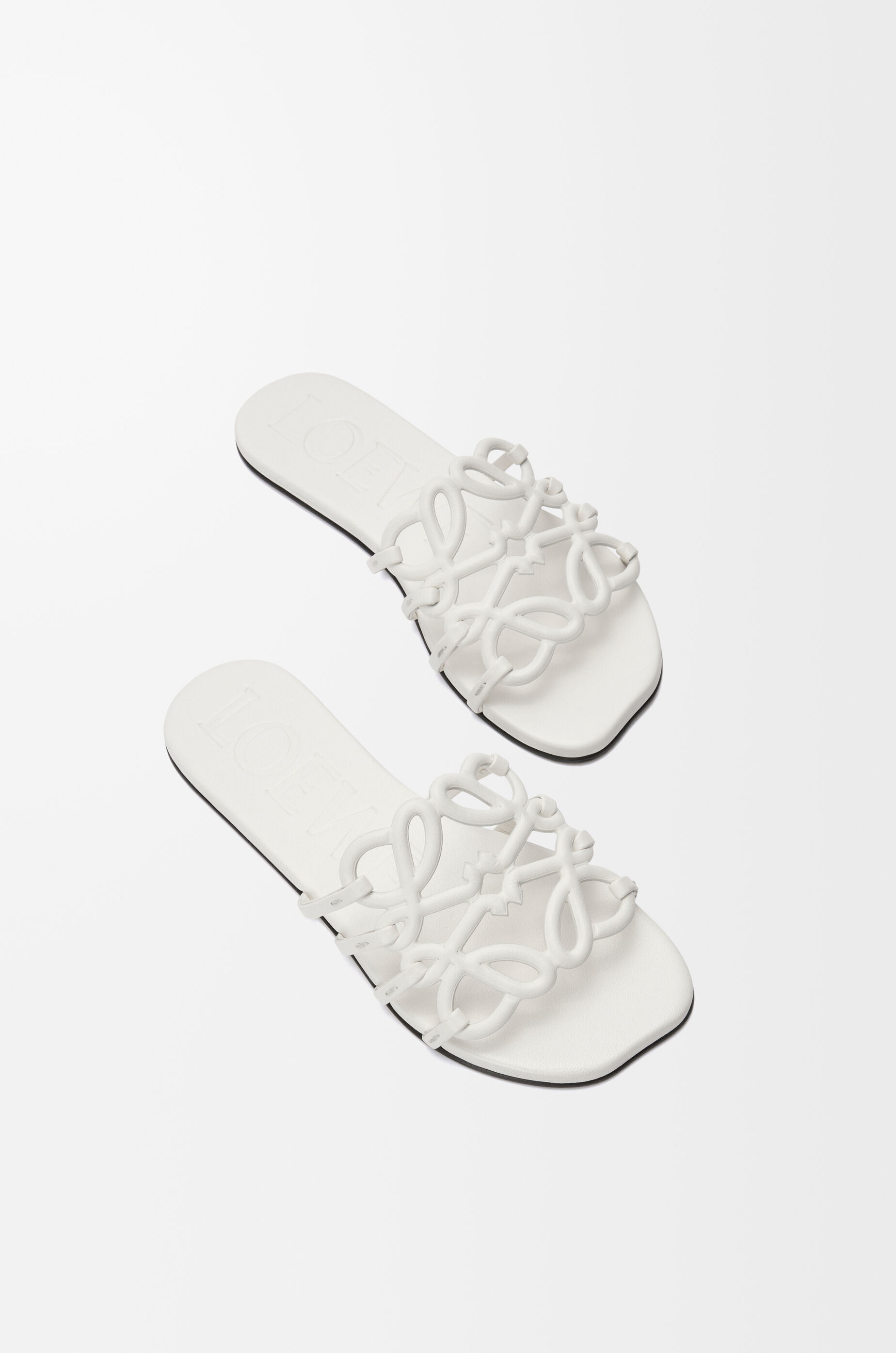 Loewe Petal Anagram Slide In Soft Calfskin In White