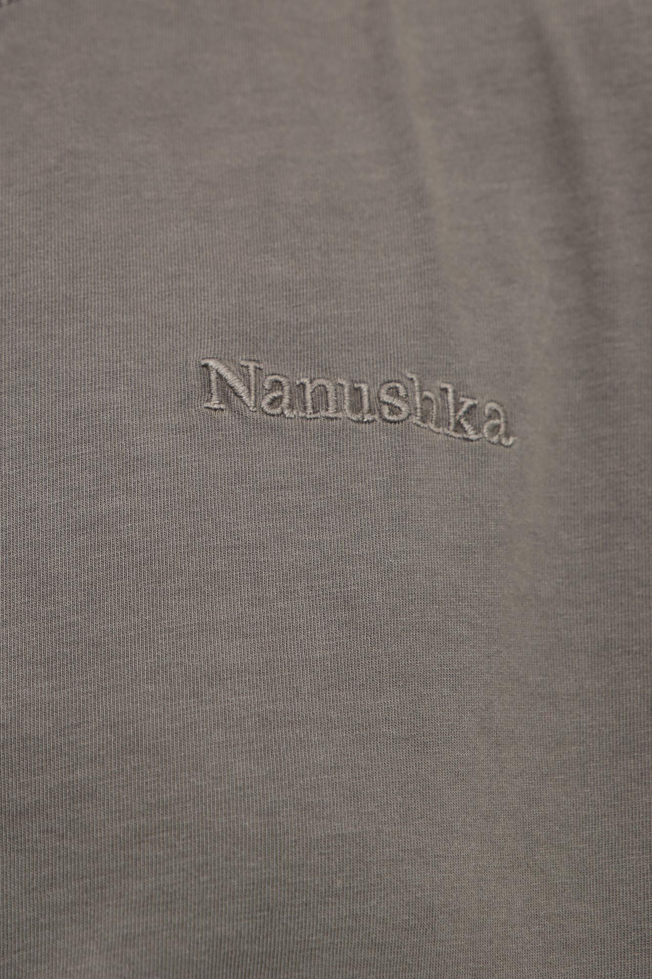 Nanushka Logo-embroidered Cotton T-shirt In Gray