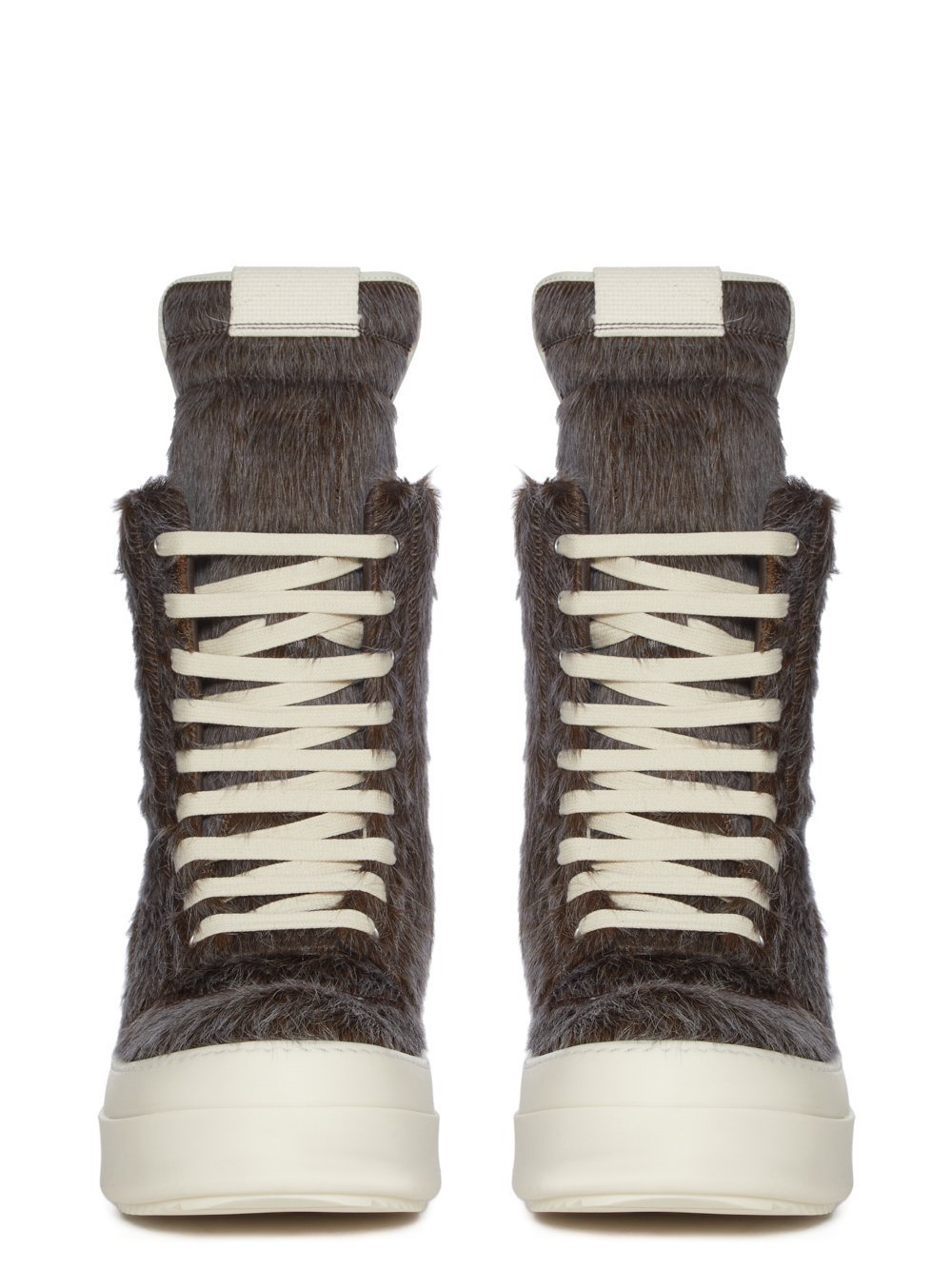 Rick Owens Mega Geobasket Calf Hair High-top Sneakers In Brown