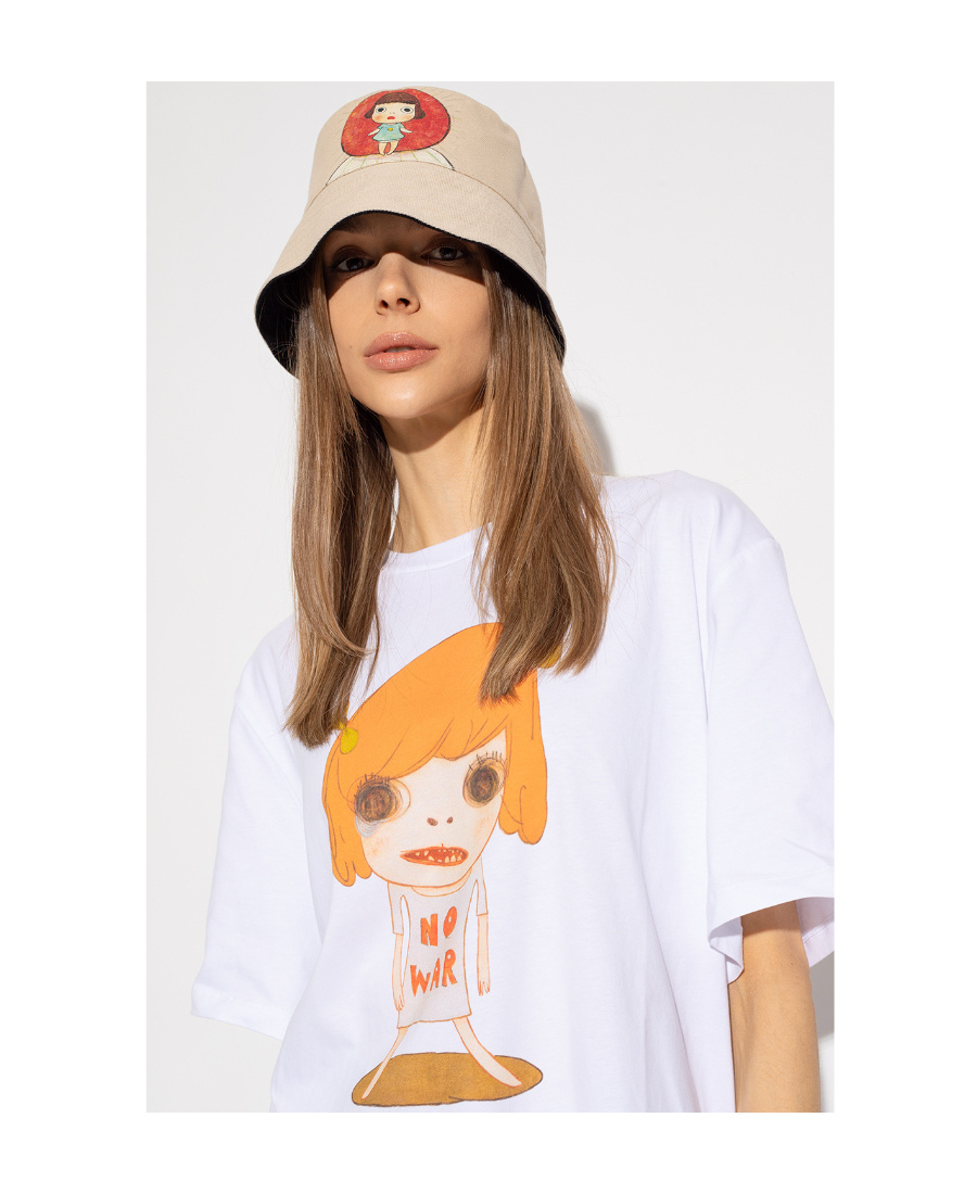 Stella Mccartney X Yoshitomo Nara Co-signed Double-sided Fisherman's Hat In Nude