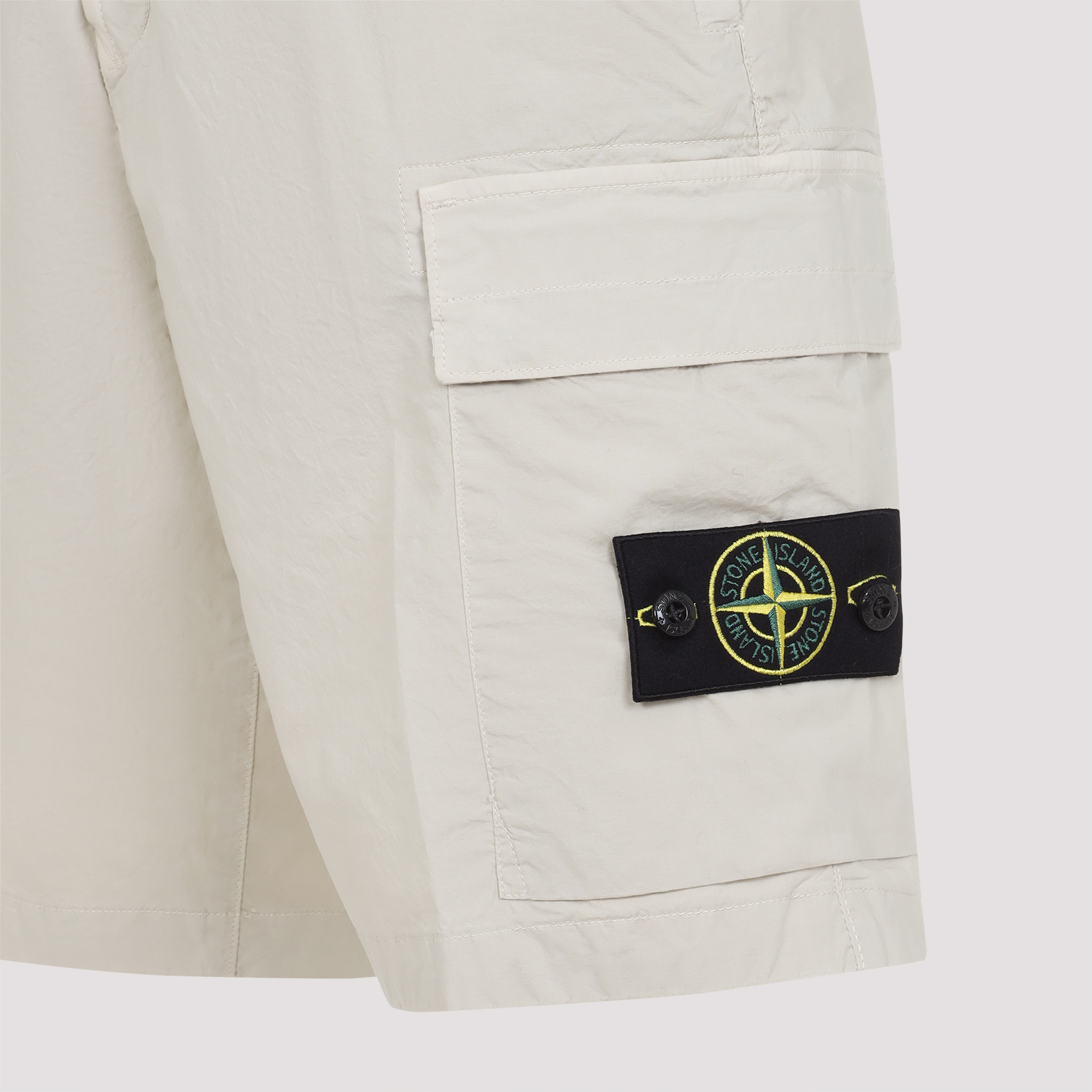 Stone Island Logo Patch Cargo Shorts In Nude