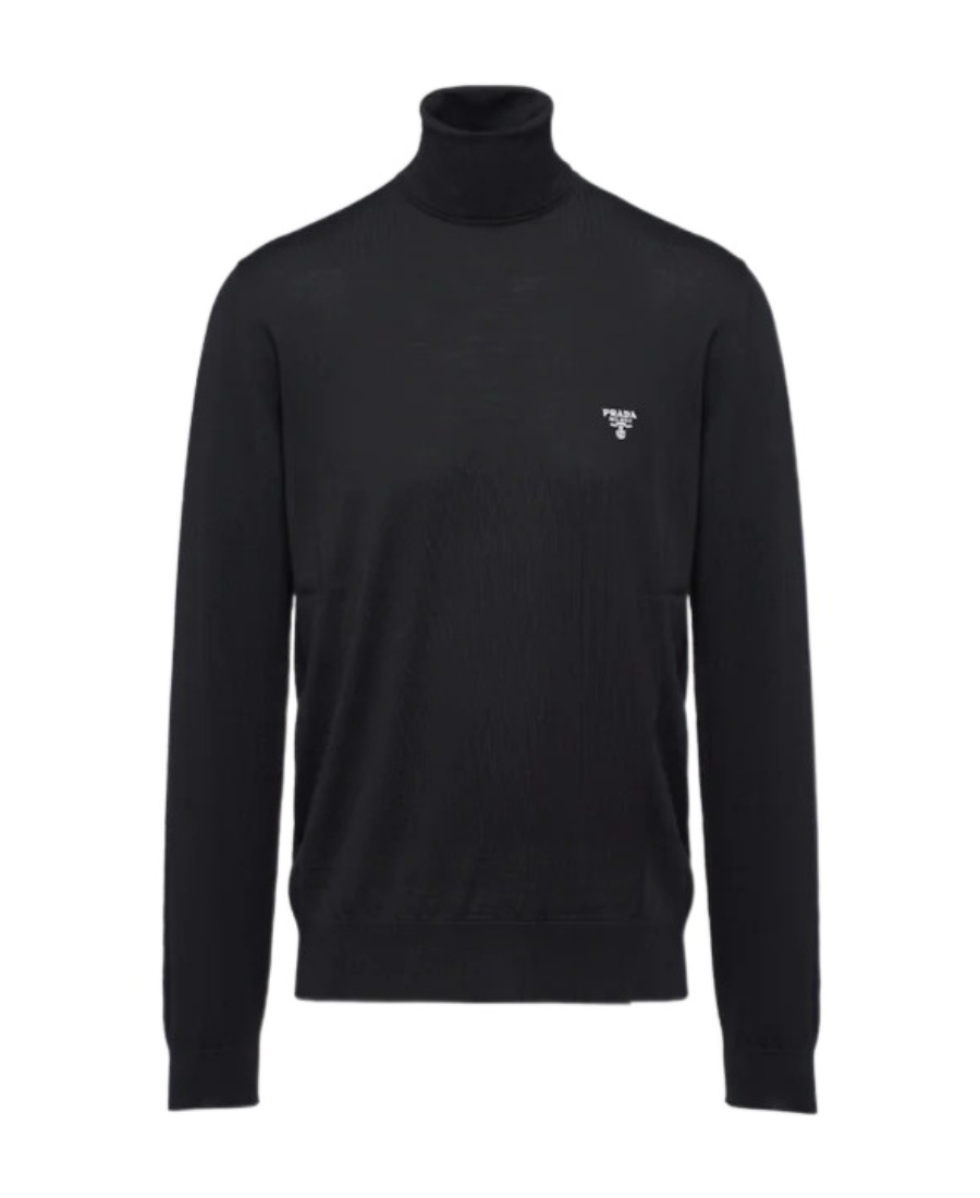 Prada Superfine Wool Turtleneck Jumper In Black
