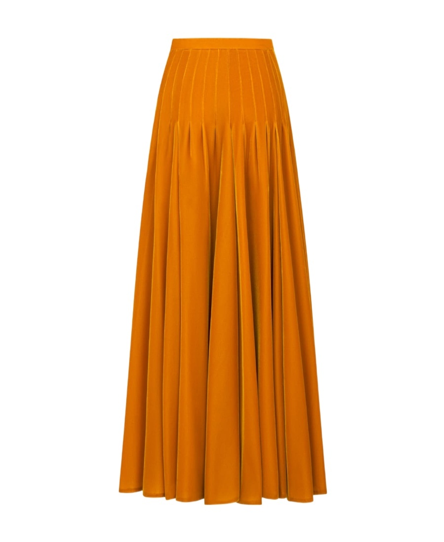 Dior Long Flared Skirt In Orange