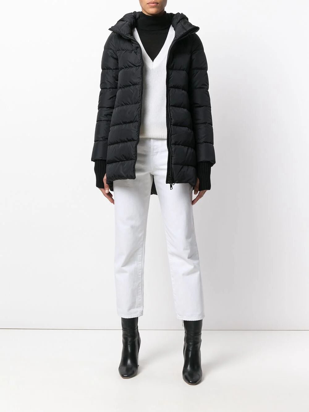Herno Long Black Down Jacket With Hood In Nylon Woman In Black