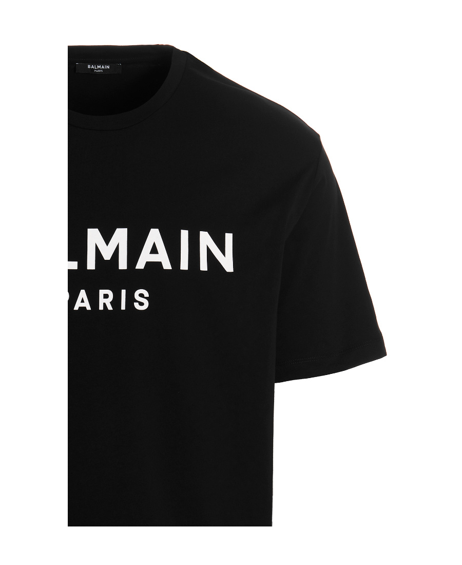 Balmain Cotton Jersey T-shirt With Logo Print And Classic Fit In Black