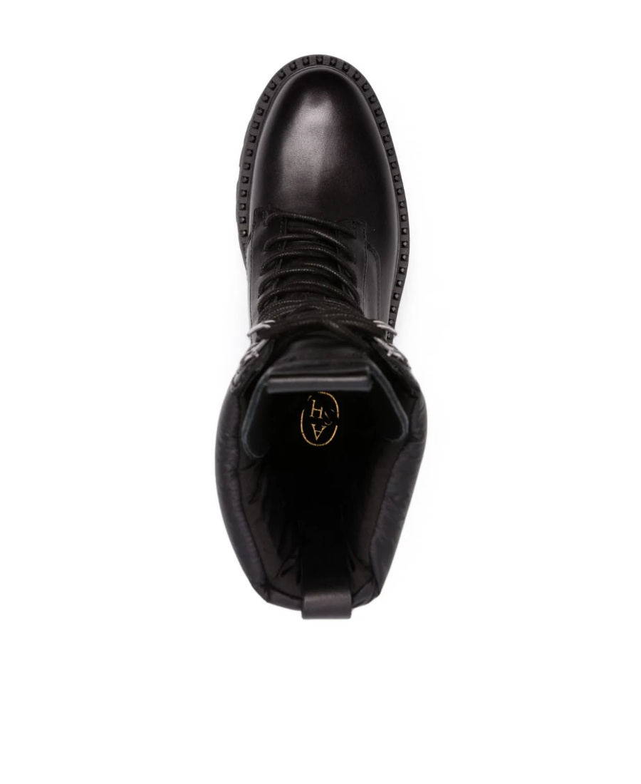 Ash Lace-up Combat Leather Boots In Black