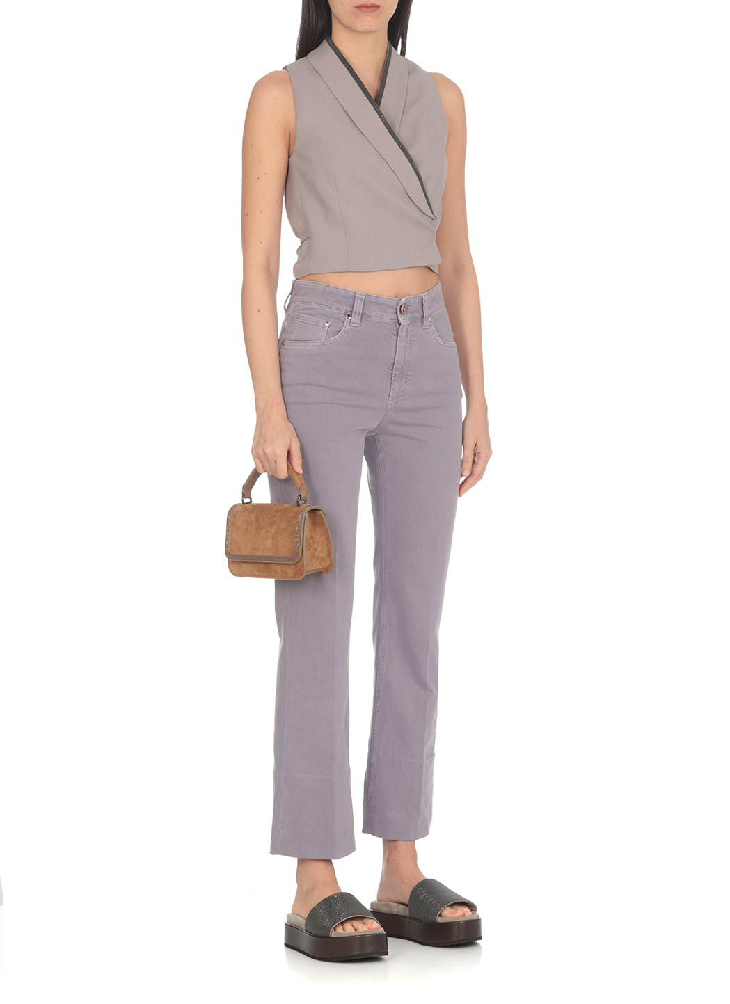 Shop Brunello Cucinelli Pressed-crease Loose-fit Jeans In Gray