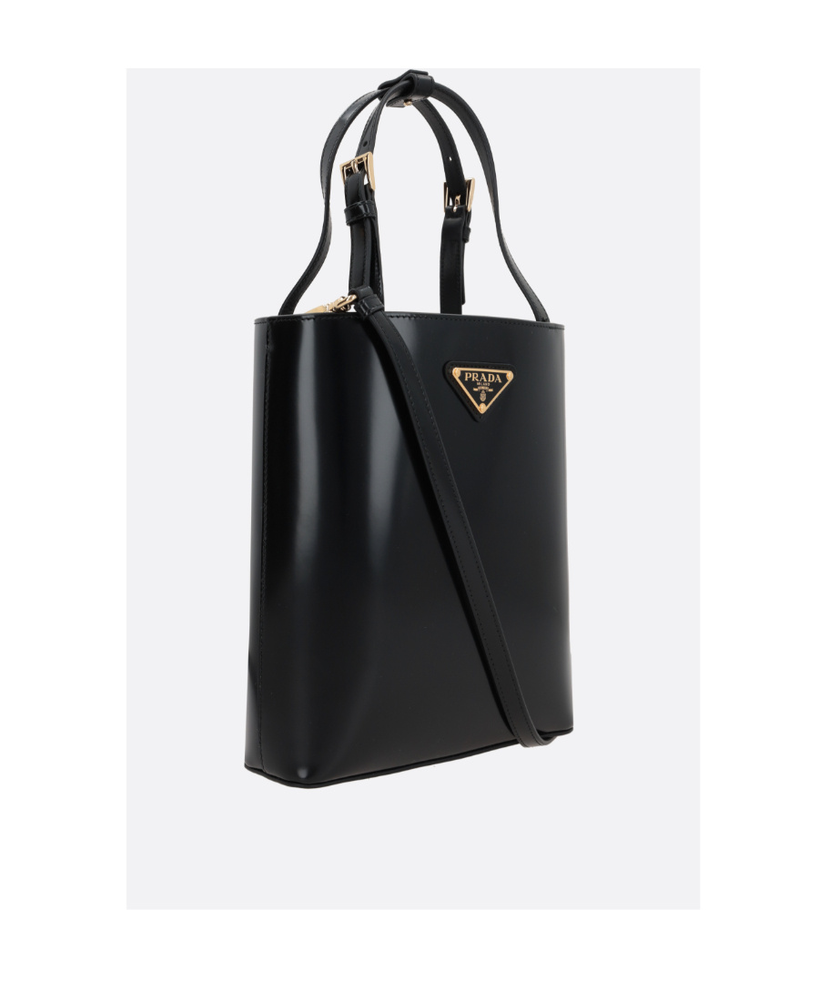 Prada Mini Zip Saffiano Leather Crossbody Bag In Black