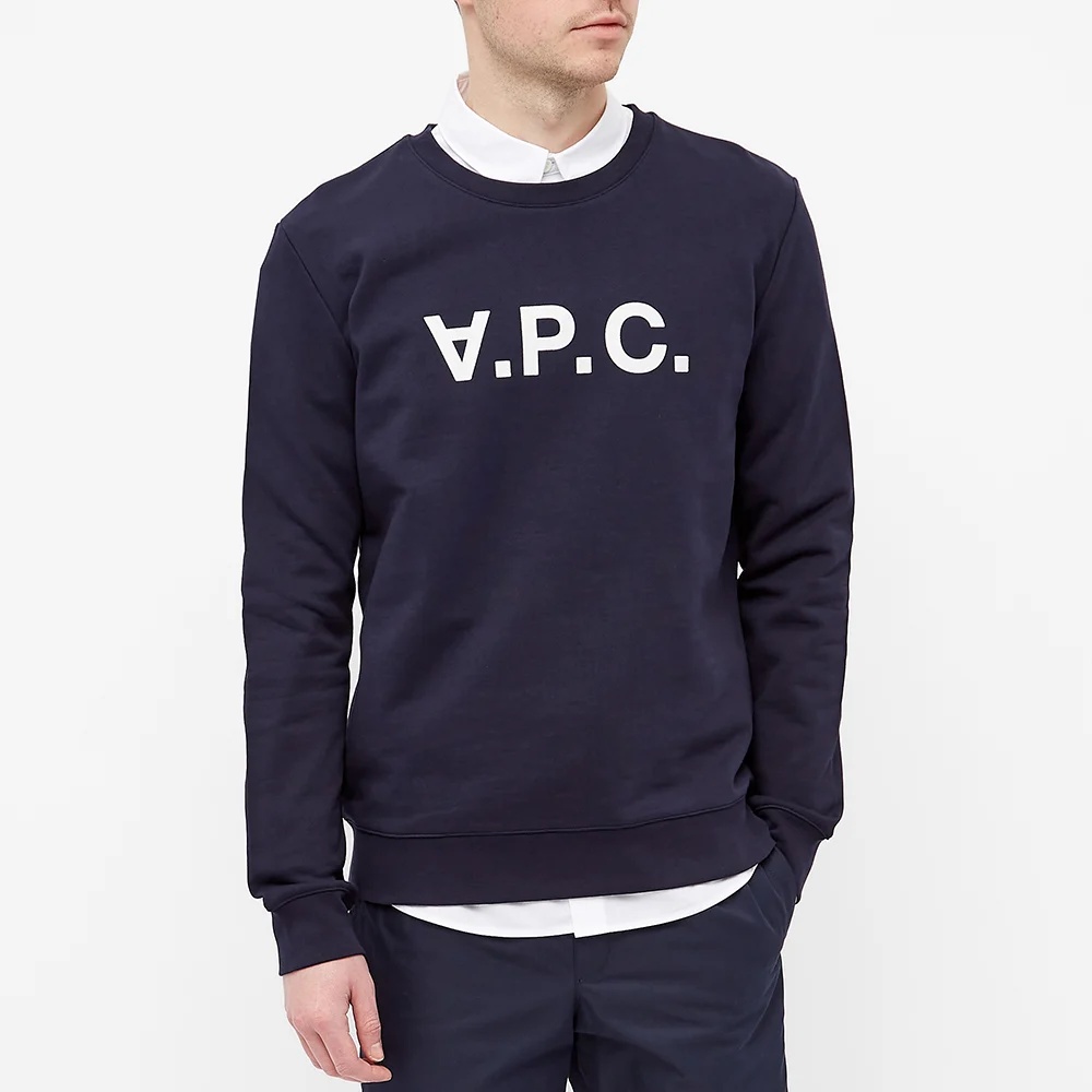 Apc Logo-print Round Neck Sweatshirt In Black
