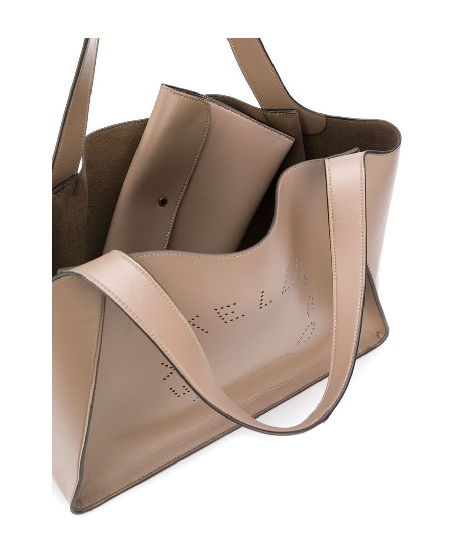 Stella Mccartney Perforated Logo Tote Bag In Brown