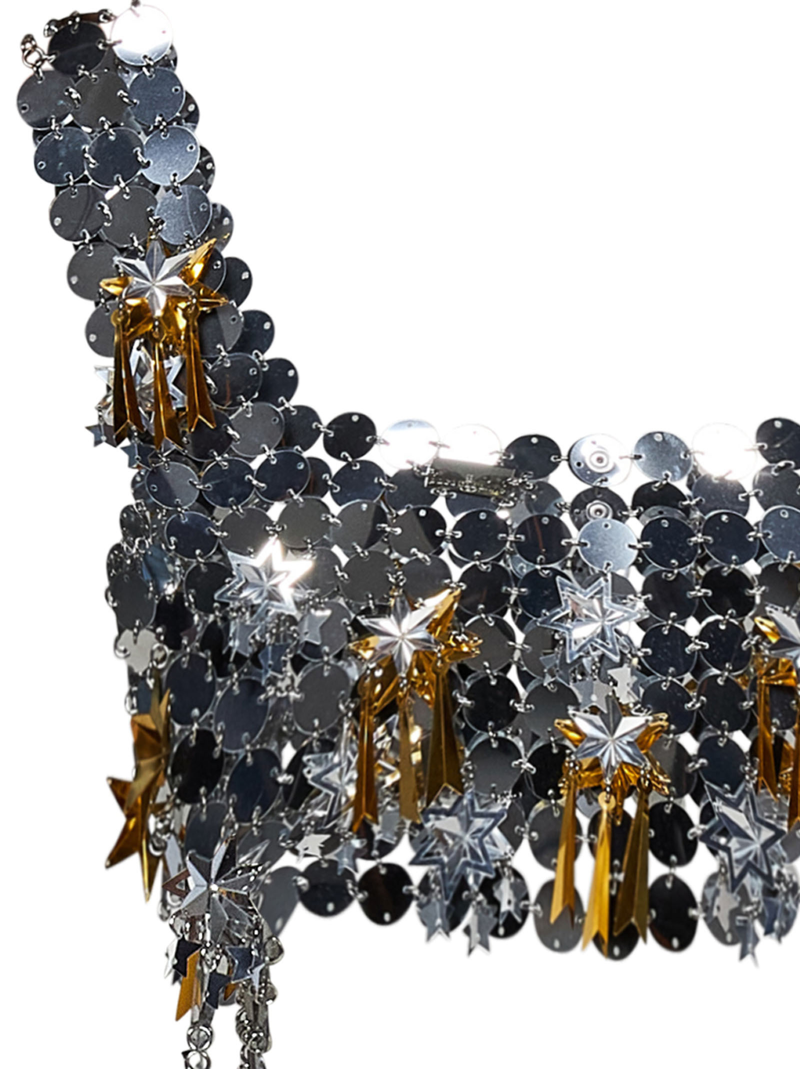 Rabanne Star-pendants Mirrored-discs Crop Top In Black