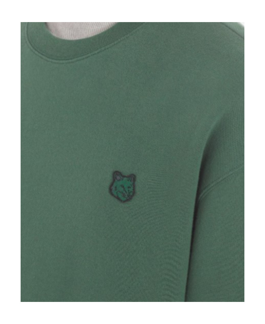 Maison Kitsuné Cotton Sweatshirt With Ton-sur-ton Patch In Green