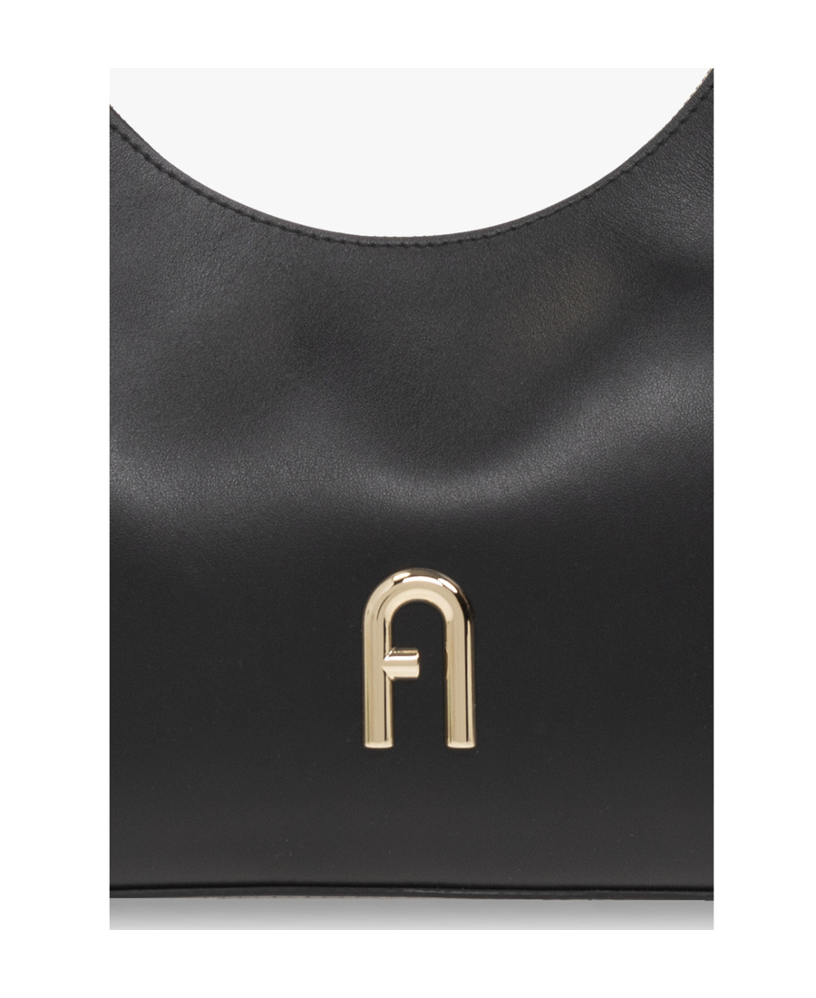 Furla Logo-plaque Leather Shoulder Bag In Black