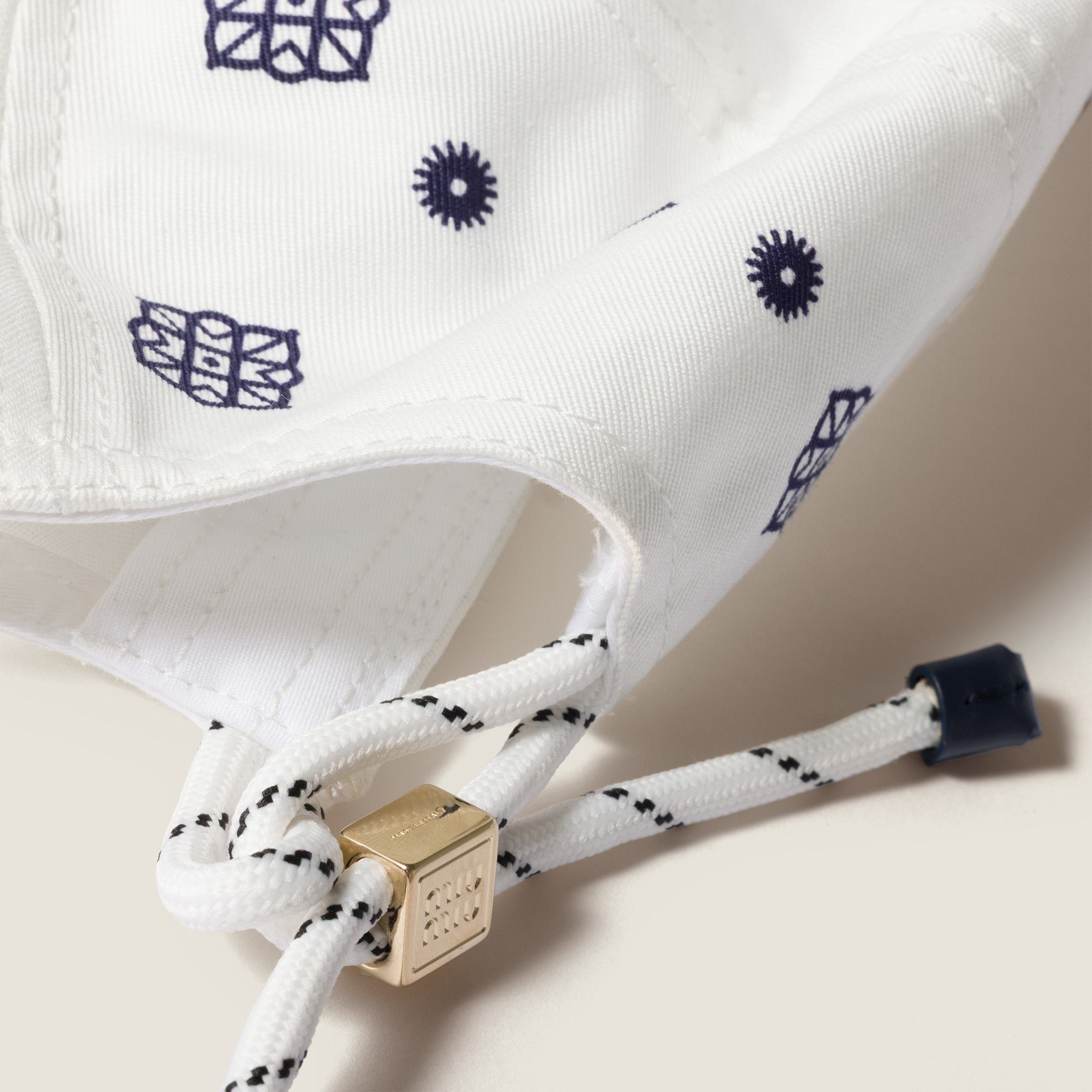 Miu Miu Printed Cotton Baseball Cap In White