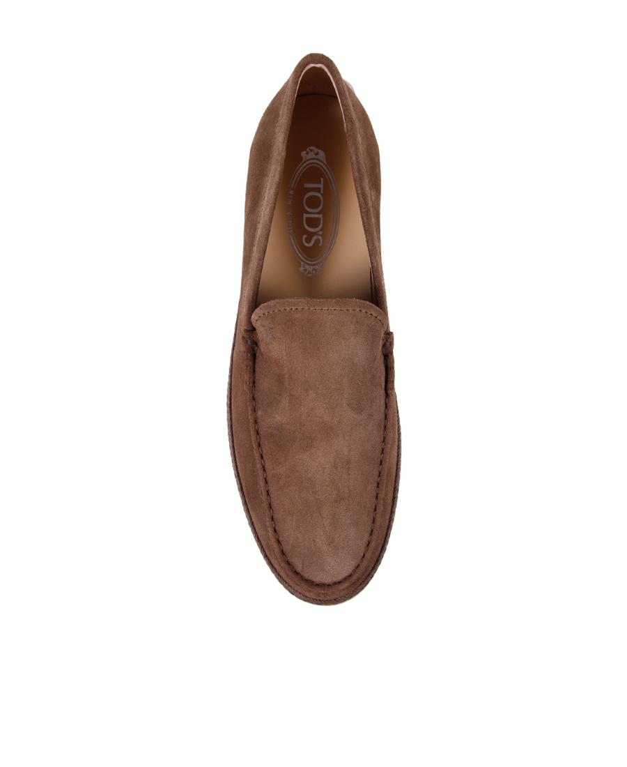 Tod's Loafers With Suede Finish And Rubber Sole In Brown