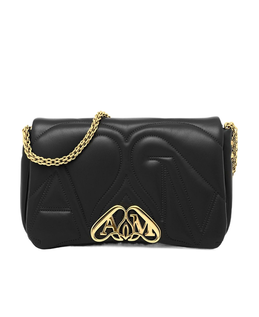Alexander Mcqueen The Seal Mini Embellished Quilted Leather Shoulder Bag In Black