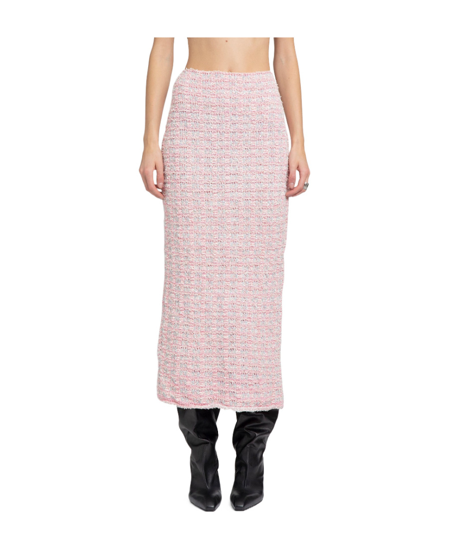Balenciaga Back-to-front Bouclé Long Skirt In Pink