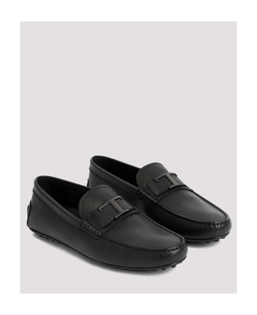 Tod's Logo-plaque Leather Loafers In Black