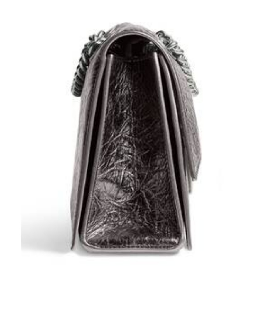Balenciaga Small Crush Leather Shoulder Bag In Black