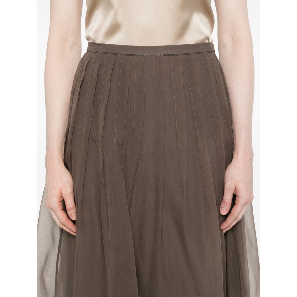 Brunello Cucinelli Tulle Skirt A-line Silhouette In Brown