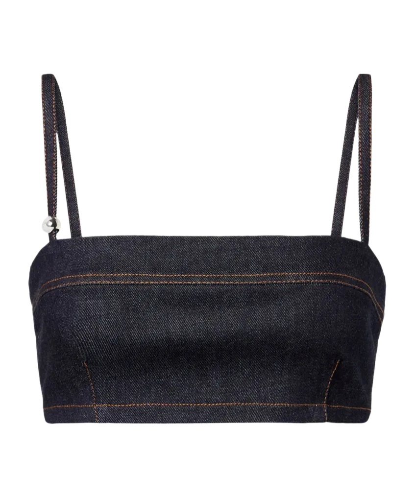 Jacquemus Le Bandeau Bisou De Nimes Cropped Top In Black