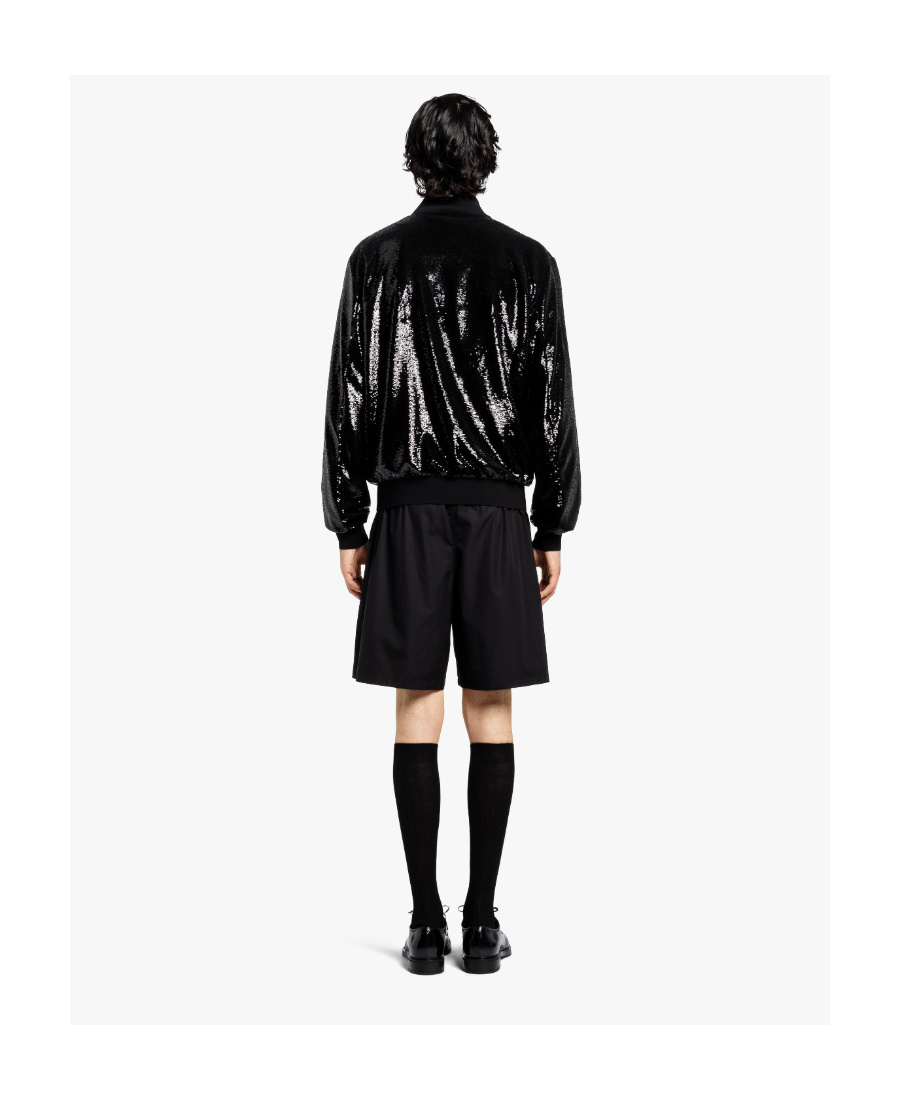 Prada Sequin-embellished Zip-front Bomber Jacket In Black