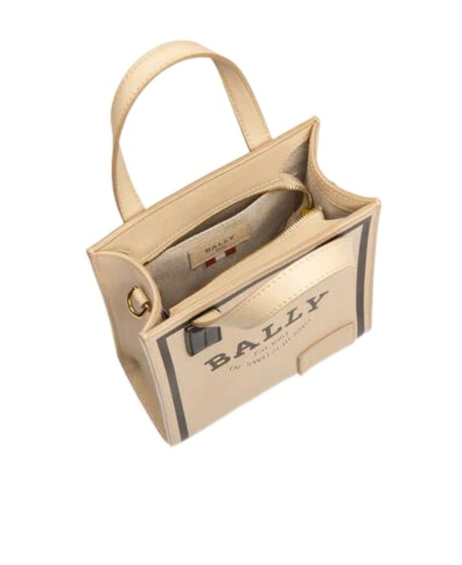 Bally Leather Bag With Printed Logo In Nude