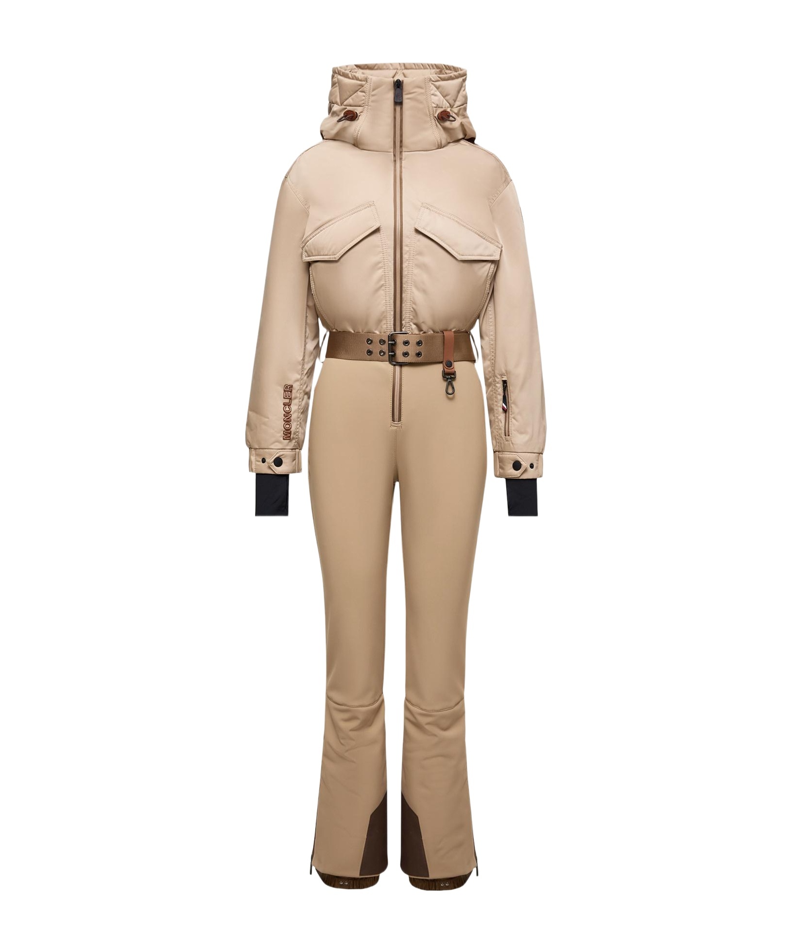 Moncler Hooded Down Ski Suit In Neutral