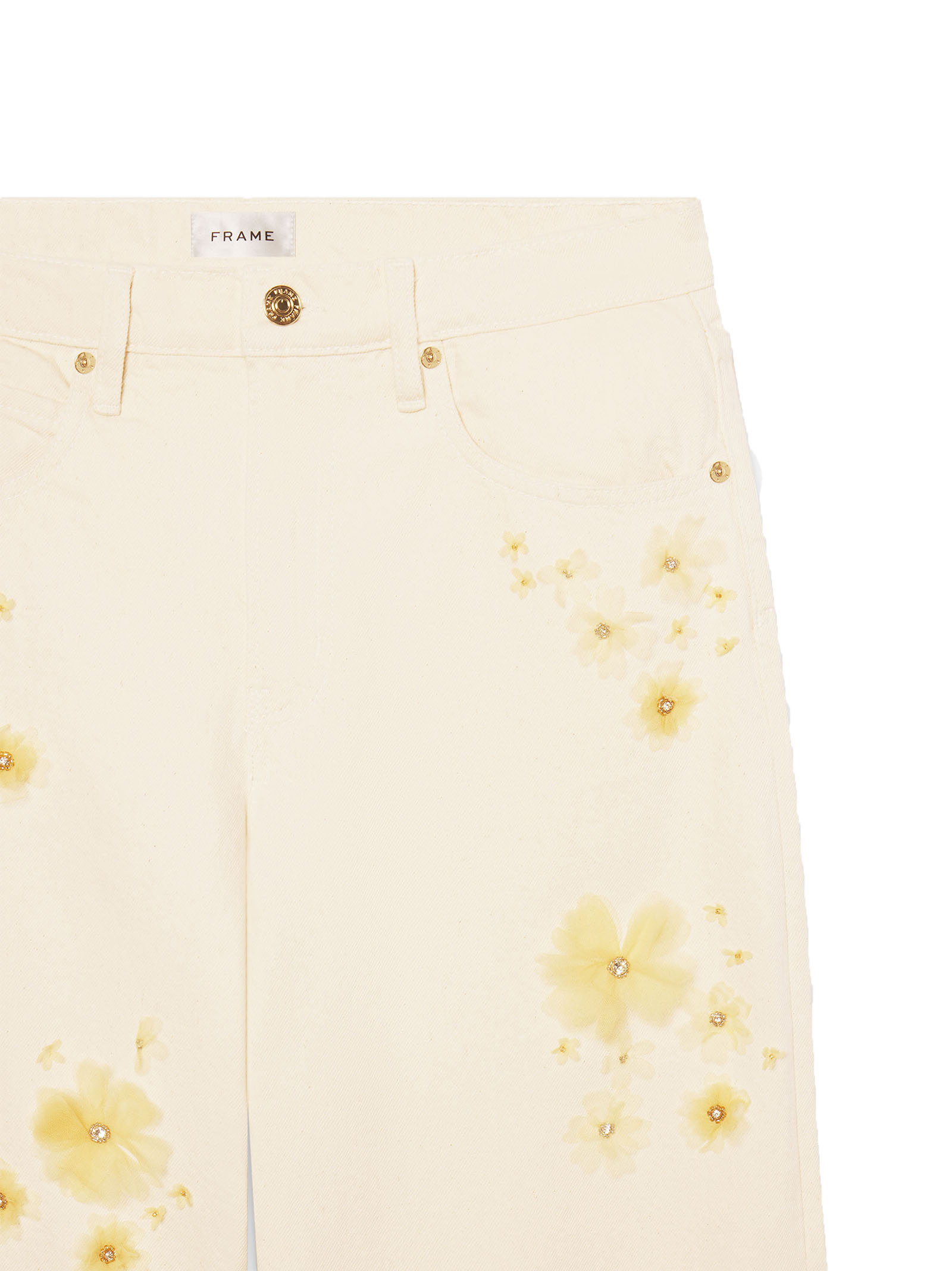 Frame Embellished Low Slung Barrel Jeans In Neutral