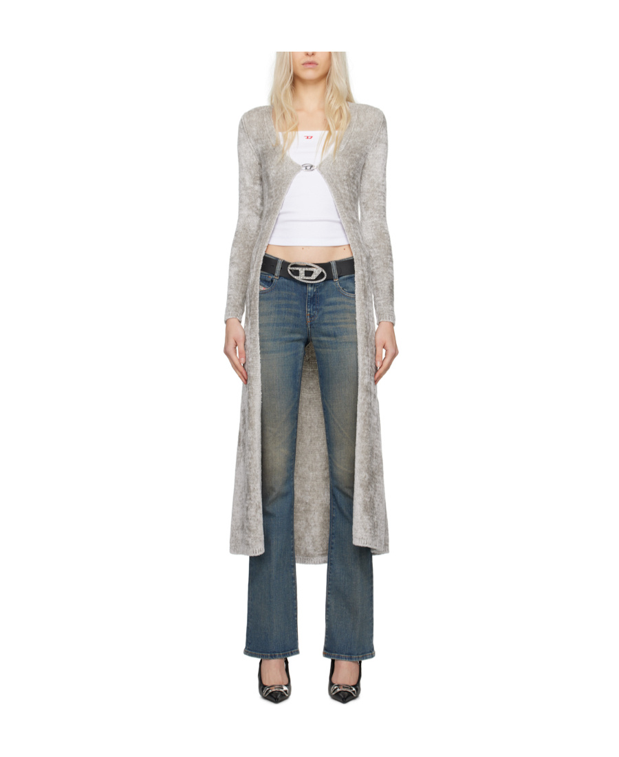 Diesel Carol Logo-plaque Cardigan In Gray