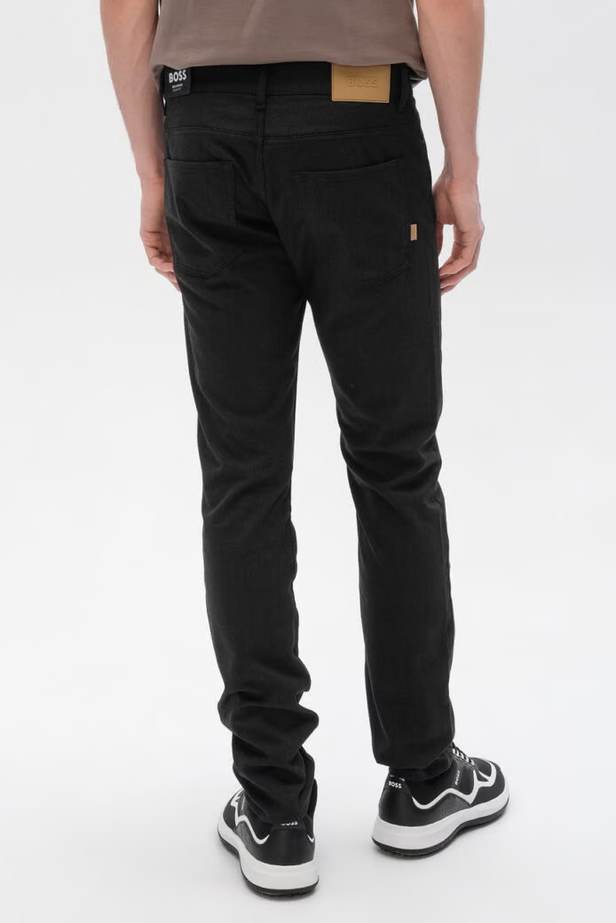 Hugo Boss Mélange-effect Stretch-cotton Jeans In Black