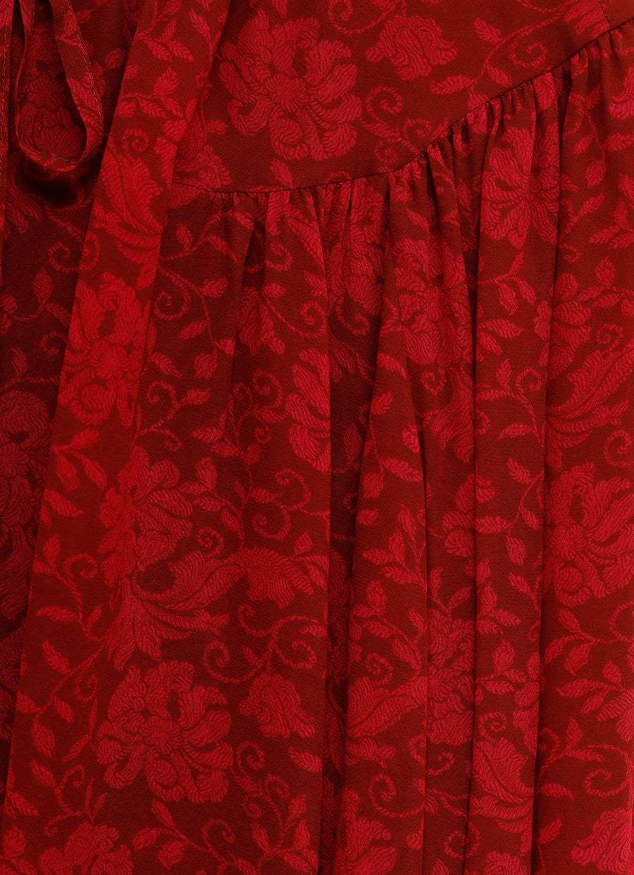 Dries Van Noten Cattis Floral-print Georgette Blouse In Red