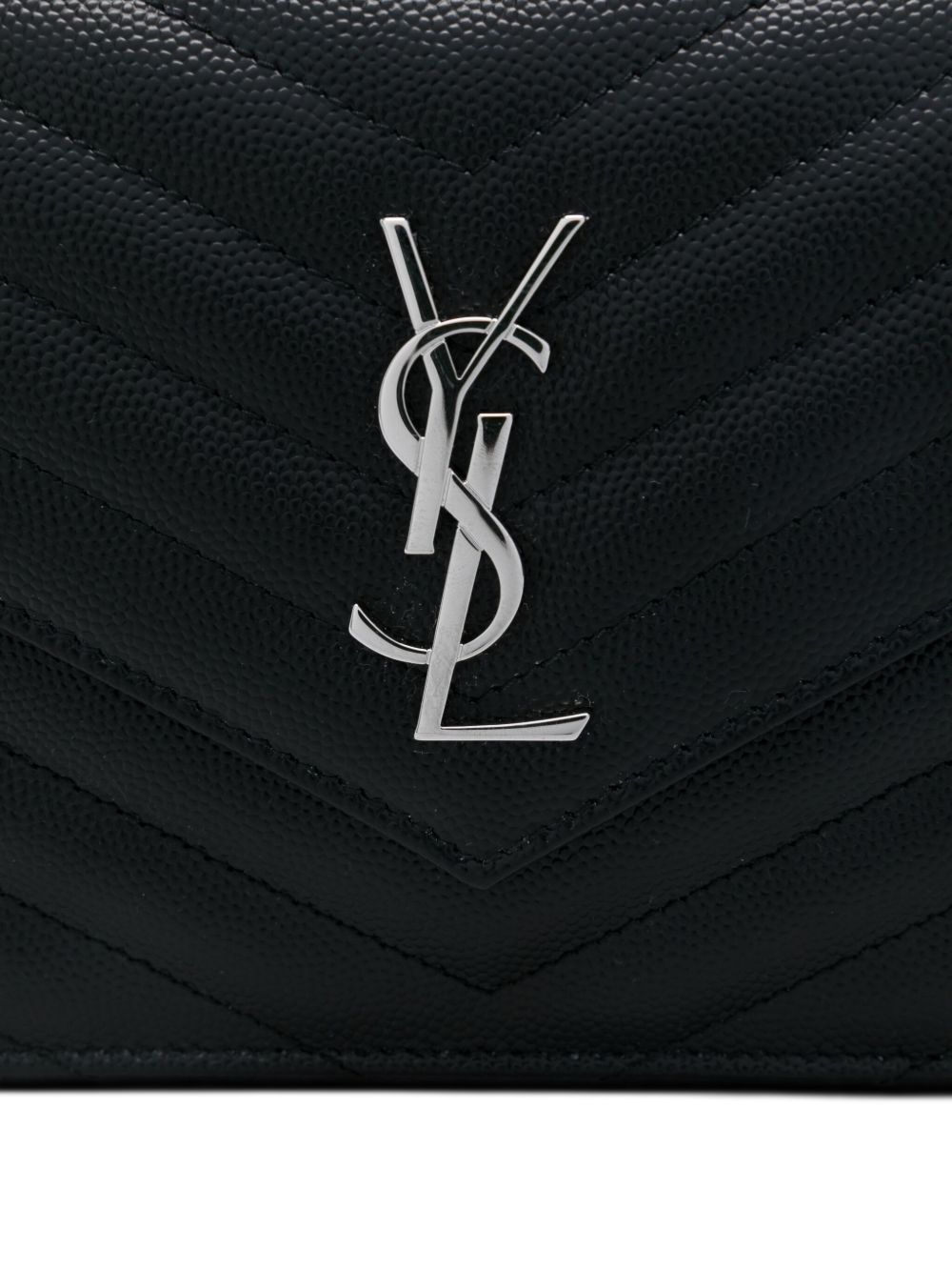 Saint Laurent Chevron Chain Clutch Bag In Black