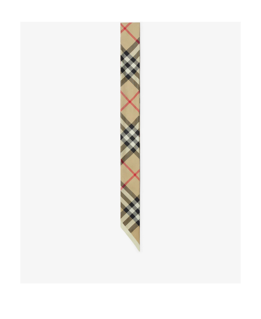 Burberry Silk Check Skinny Scarf In Nude