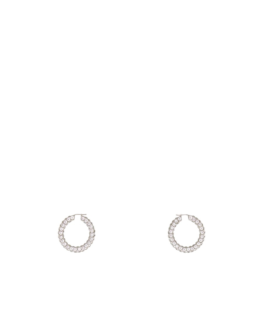 Amina Muaddi Embellished Metal Big Jaheel Earrings In White