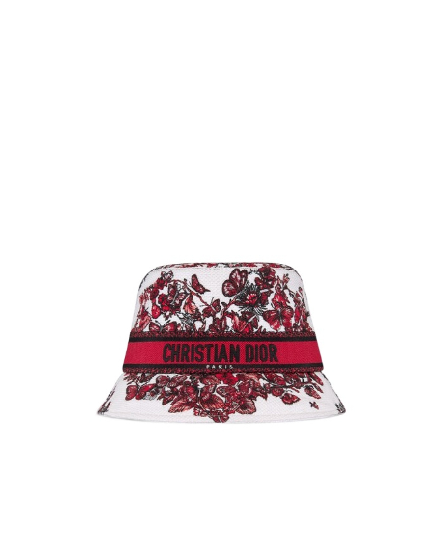 Dior D-bobbyle Cœur Des Papillons Small Brim Bucket Hat In Red