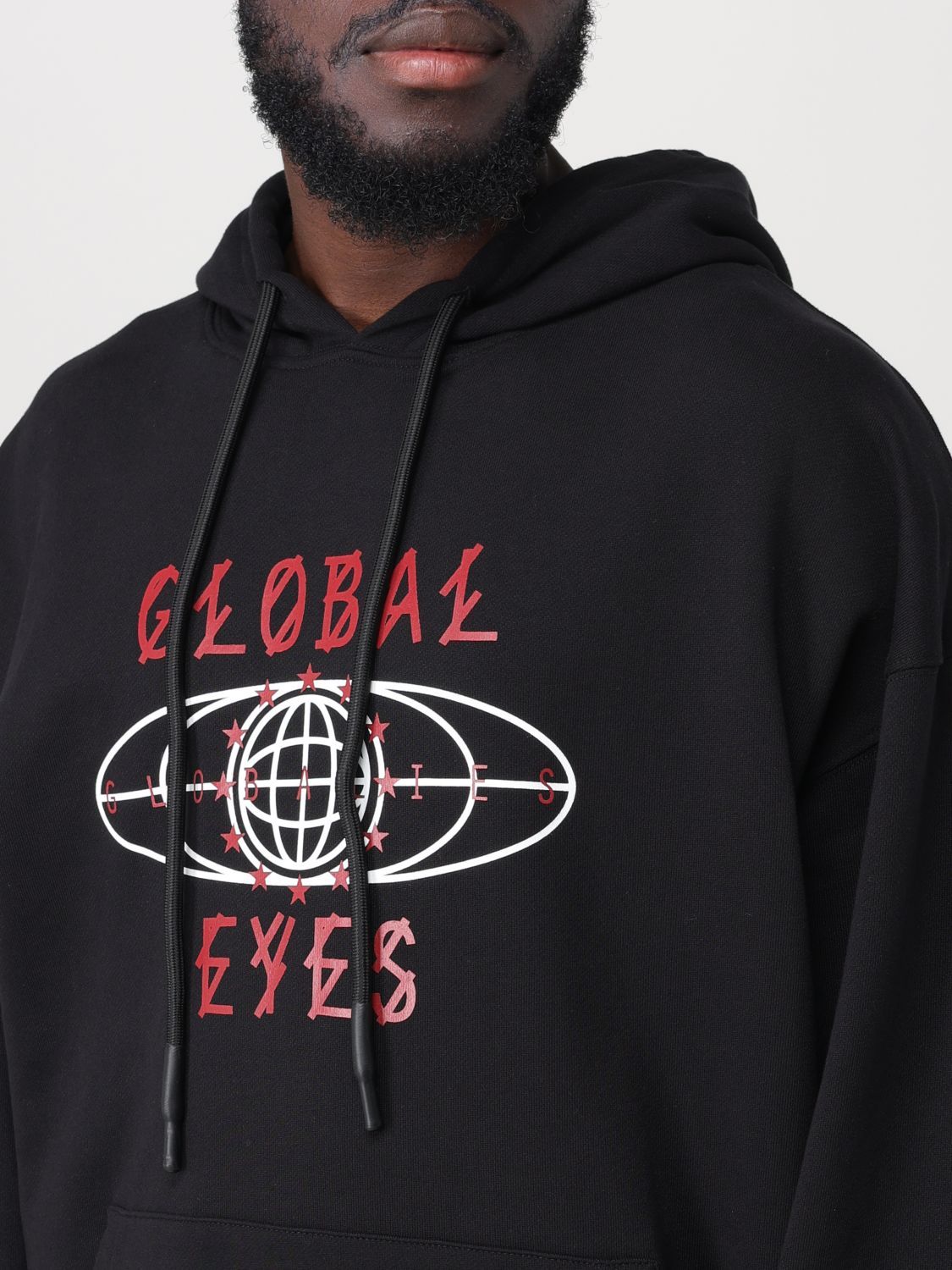 44 Label Group Graphic-print Cotton Hoodie In Black