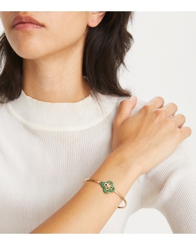 Tory Burch Kira Clover Hinge Bracelet In Yellow