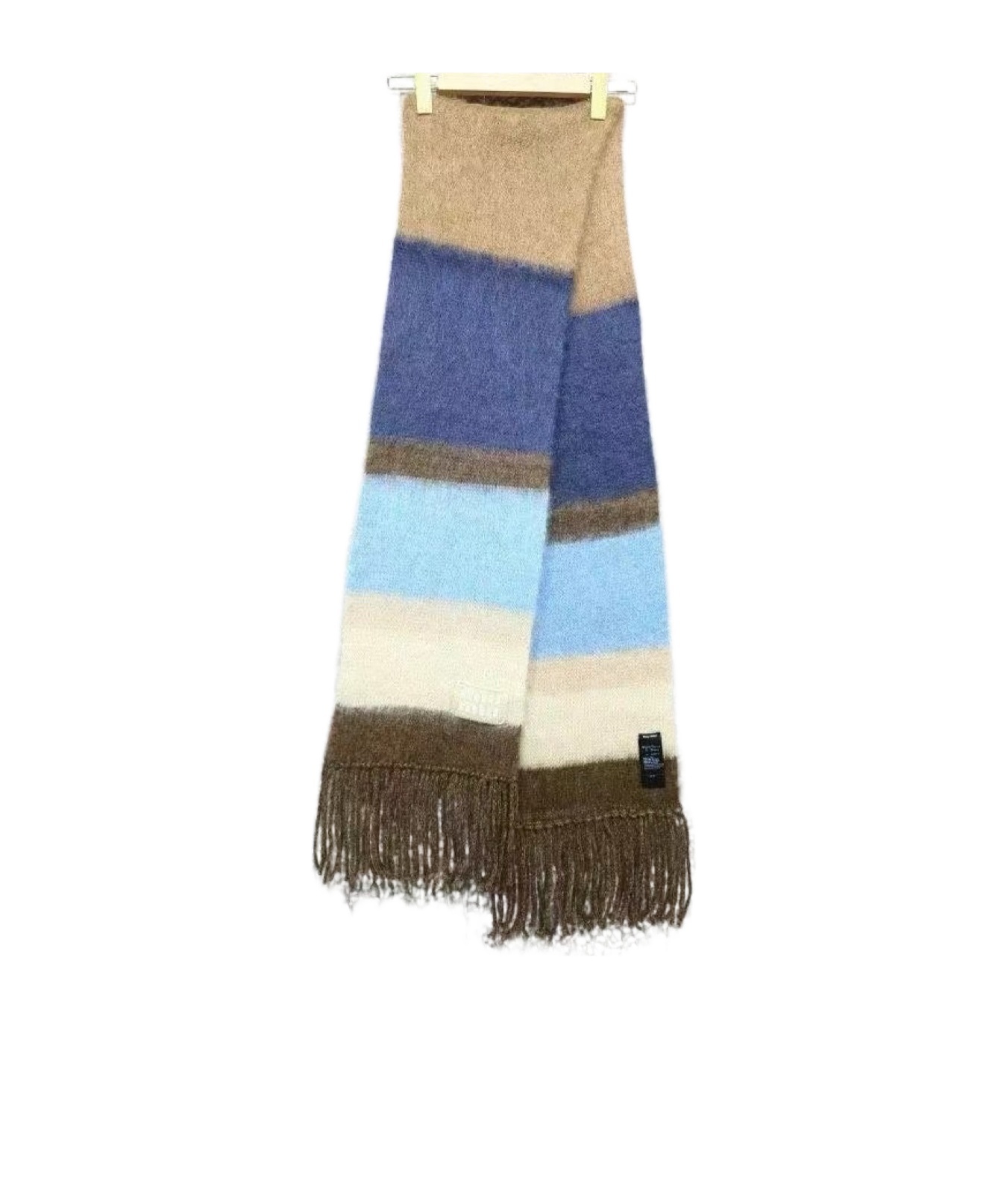 Miu Miu Fringed Scarf In Blue