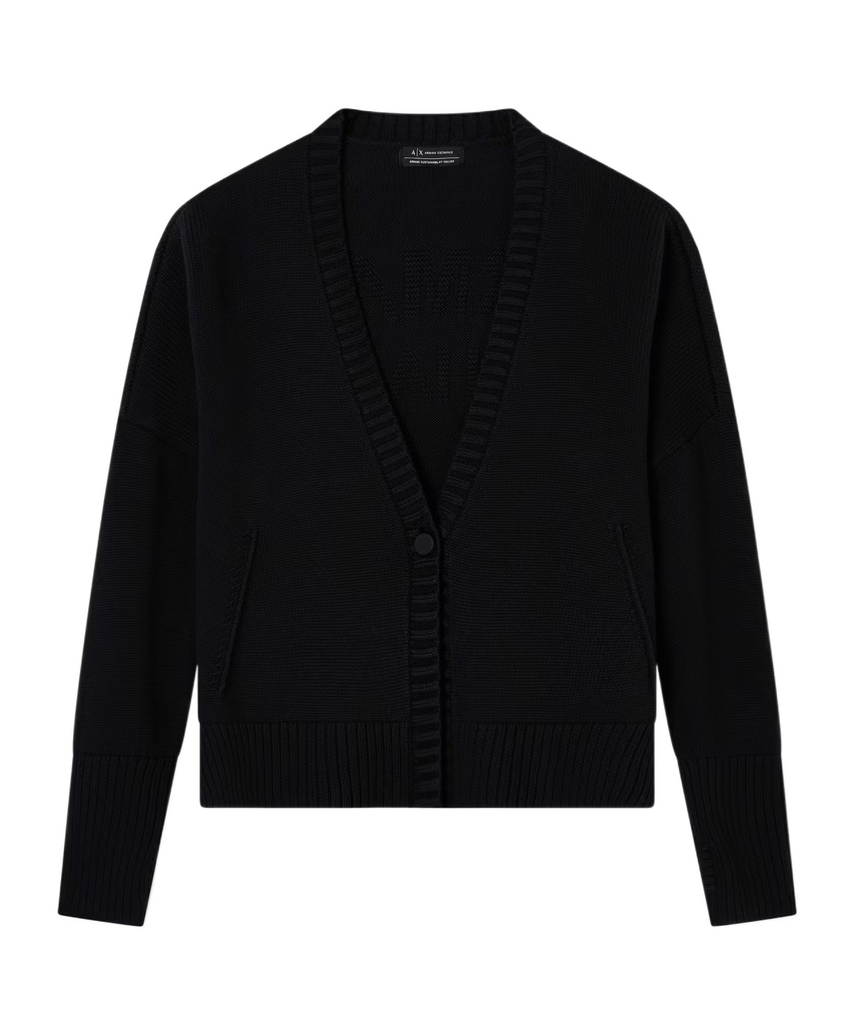 Armani Exchange Long Sleeve Cardigan In Black