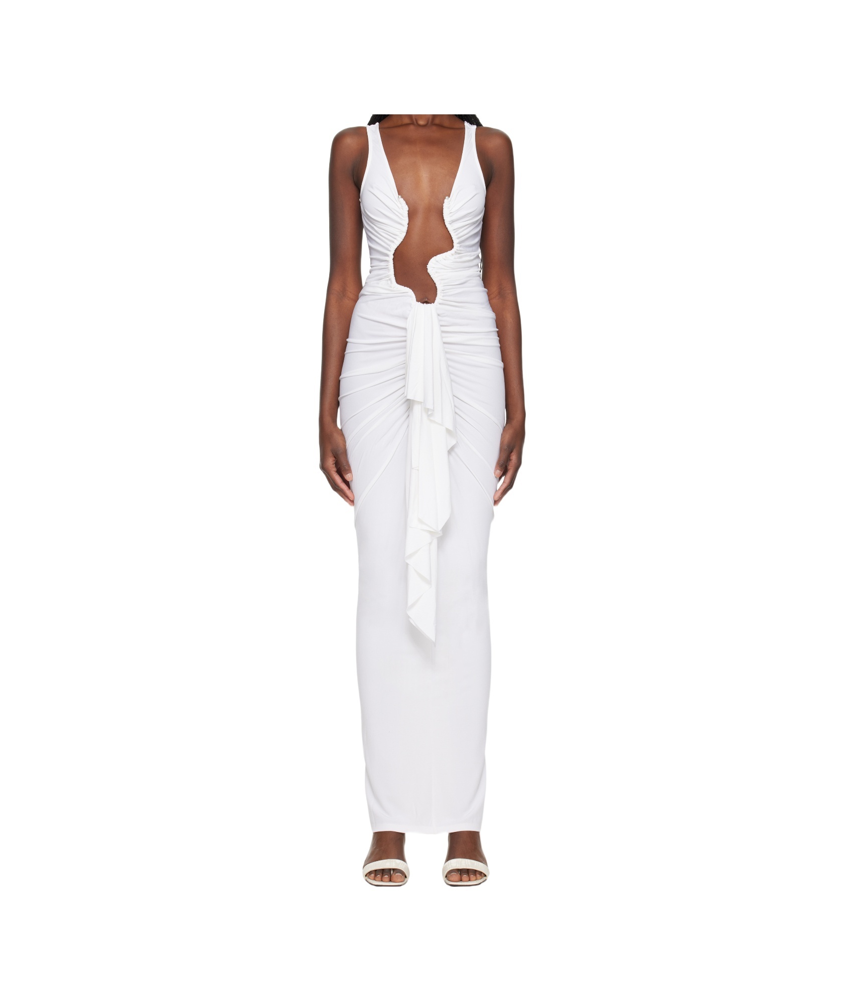 Christopher Esber White Salacia Jersey Drape Maxi Dress In White