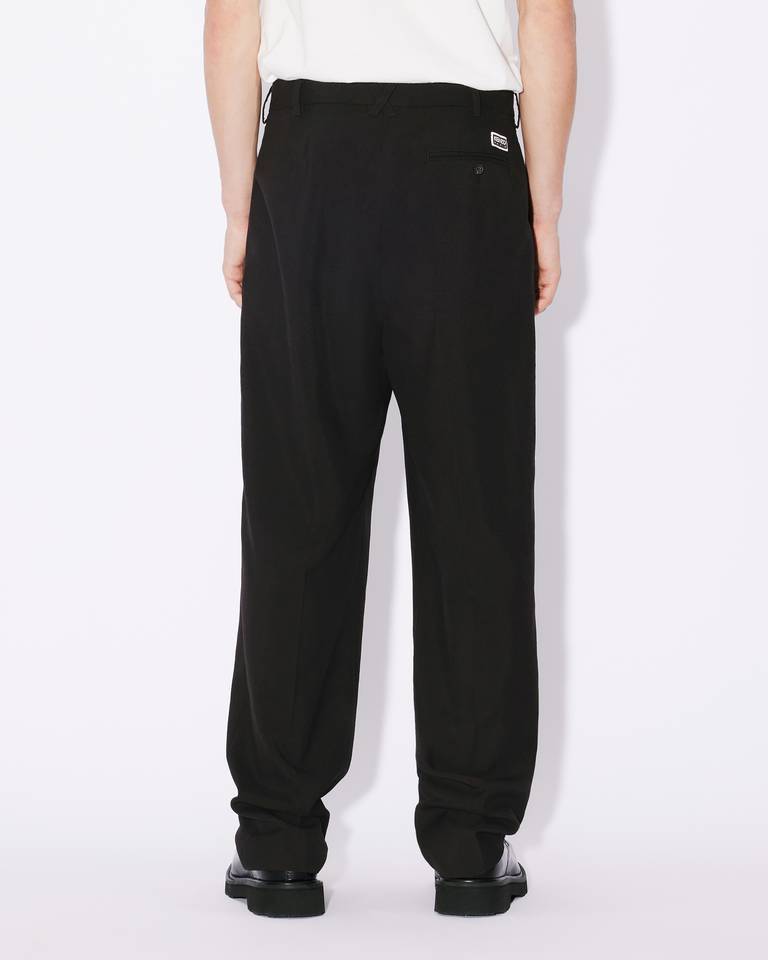 Kenzo Wool Pleated Tailored Trousers In Black