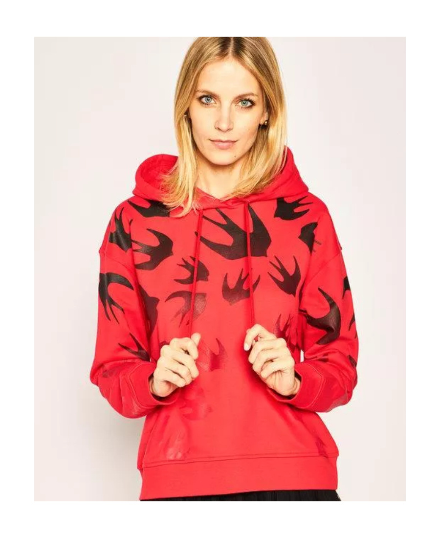 Mcq By Alexander Mcqueen Swallow Printed Hooded Sweater In Red