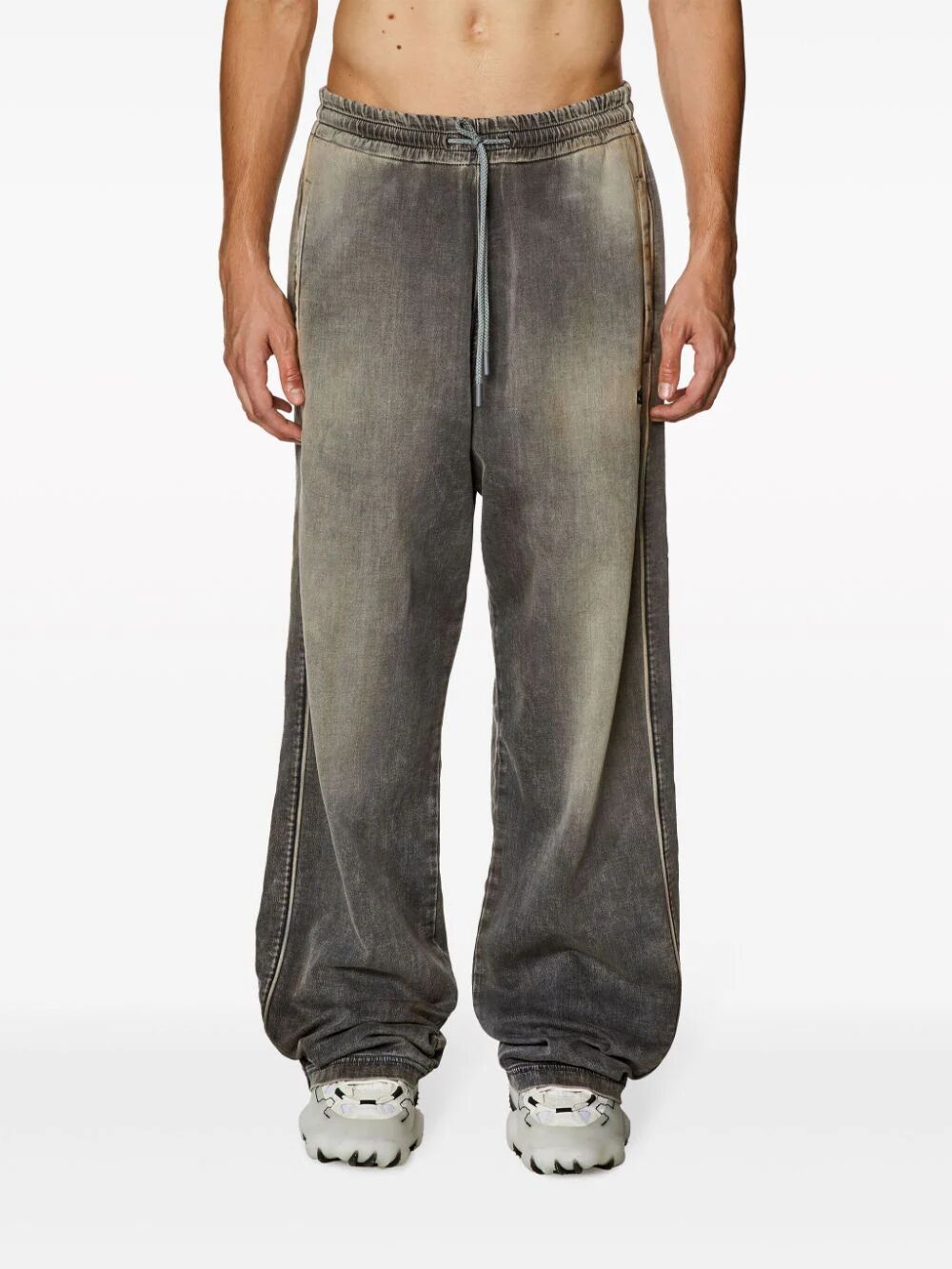 Diesel D-martians Wide-leg Track Jeans In Black