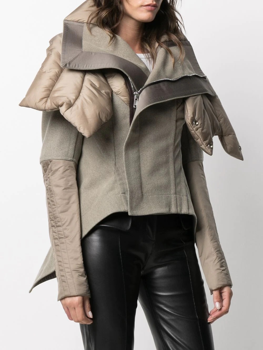 Rick Owens Spliced Large Profile Collar Jacket In Gray