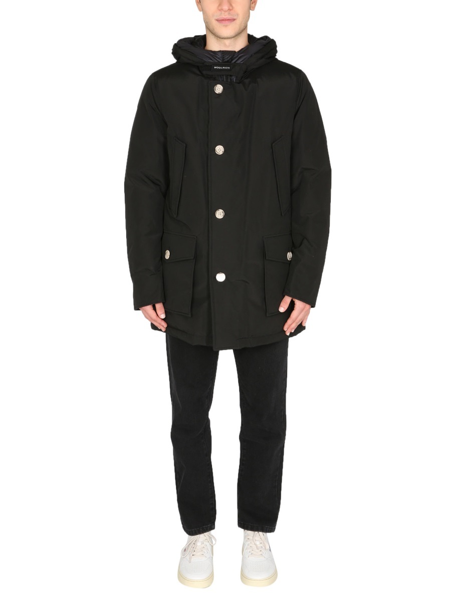 Woolrich Down-feather Hooded Coat In Black