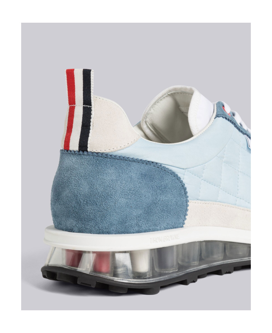 Thom Browne Quilted Lace-up Sneakers In Light Blue