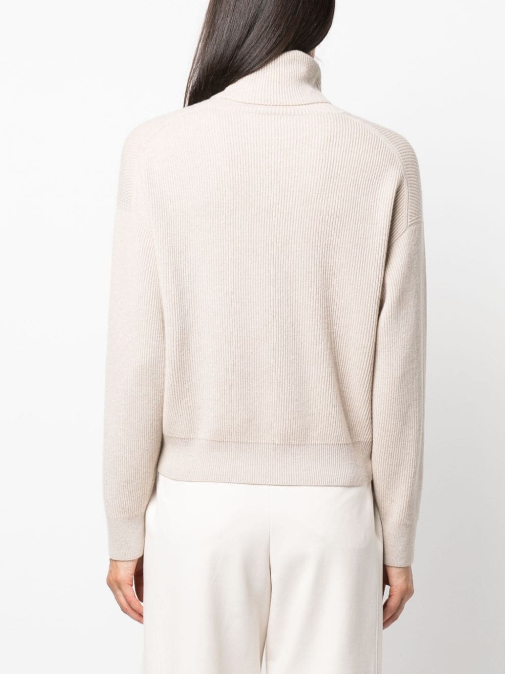 Brunello Cucinelli High-neck Knitwear In Luxurious Wool-cashmere-silk Blend In Neutral