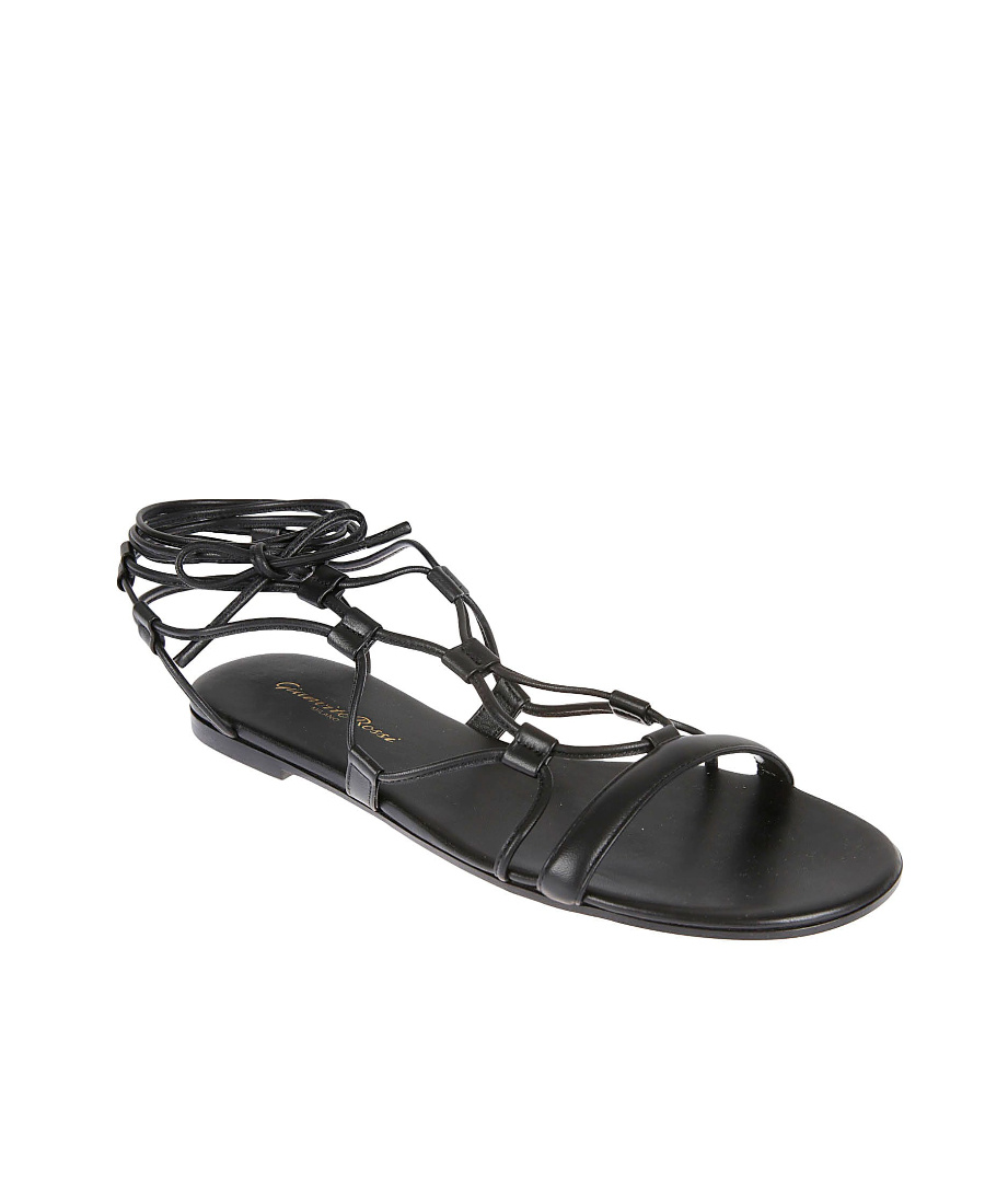 Gianvito Rossi Giza Lace-up Leather Sandals In Black